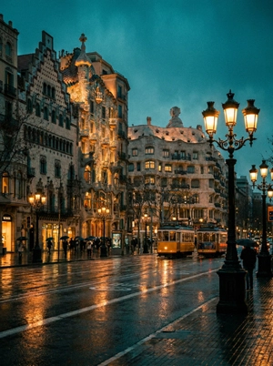Edificios modernistas y tiendas de lujo en el Passeig de Gràcia